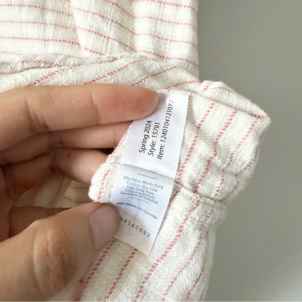Marine Layer Stretch Selvage Short Sleeve Shirt / Warm Stripe Large - Picture 7 of 7